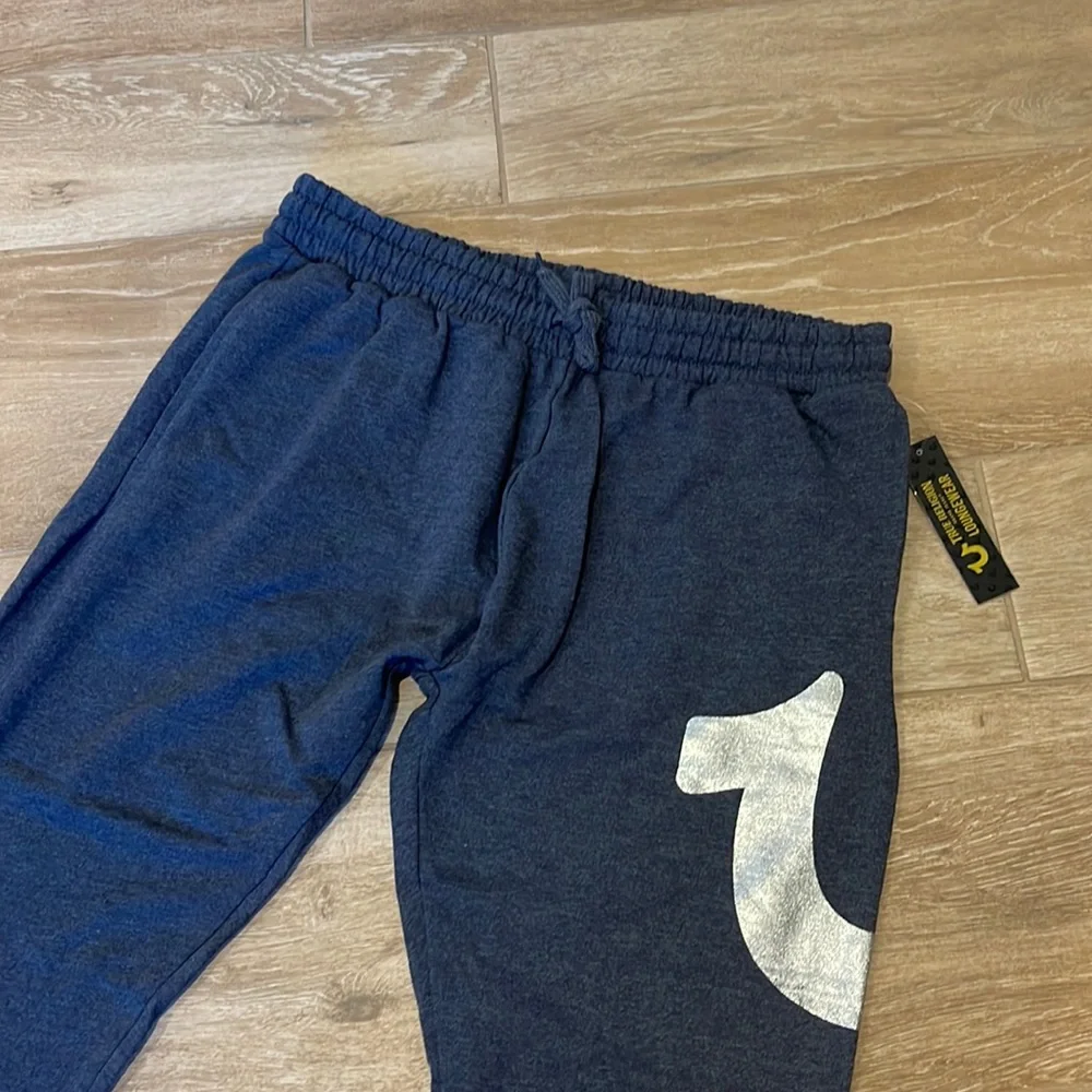 True Religion Blue/Silver Logo Joggers LARGE
